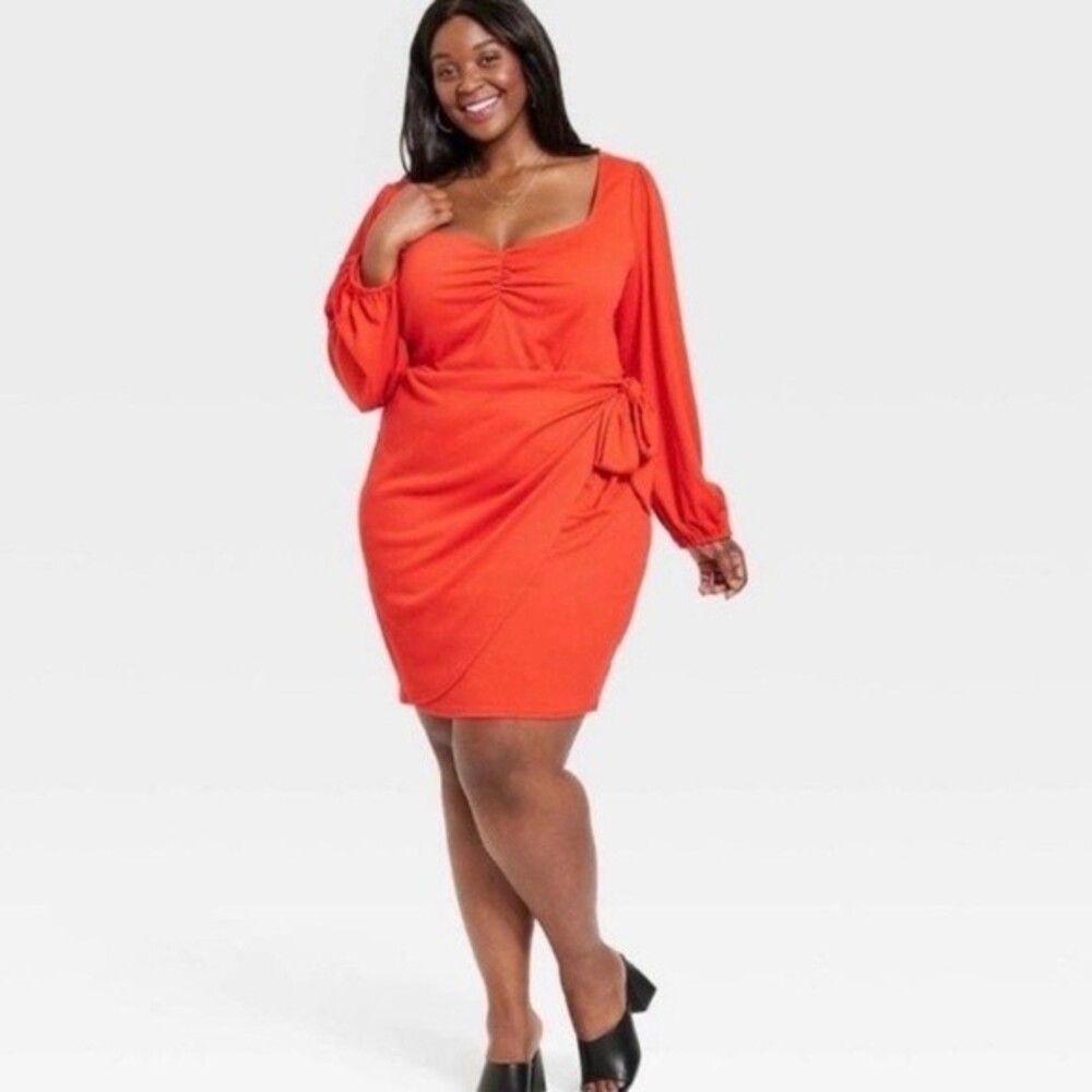 Ava & Viv Red Side Tie Dress Size 2X